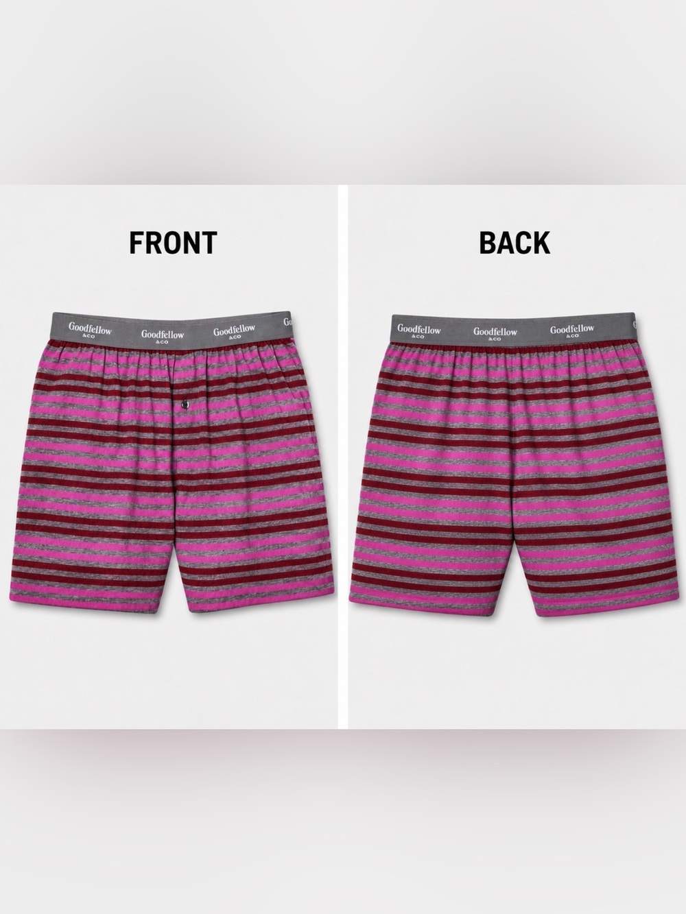 GOODFELLOW & CO KNIT BOXERS - HEATHER STRIPES VARIOUS SIZES(NEW WITH TAGS)